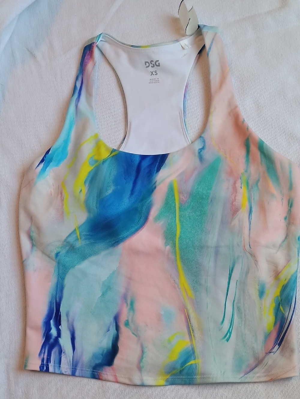 Watercolor Racerback Crop Top Yoga Workout Exercise New With Tags Pastels